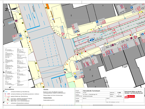 Verkehrszeichenplan für die Fahrradstraße Tucholskystr. 1/6 (Bild: SGA BA Mitte)