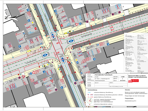Verkehrszeichenplan für die Fahrradstraße Tucholskystr. 2/6 (Bild: SGA BA Mitte)