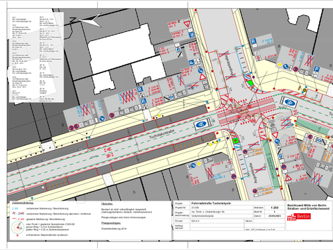 Verkehrszeichenplan für die Fahrradstraße Tucholskystraße (Bild: SGA BA Mitte)