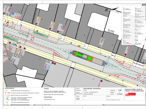 Verkehrszeichenplan für die Fahrradstraße Tucholskystr. (Bild: SGA BA Mitte)