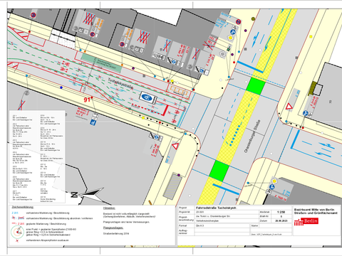 Verkehrszeichenplan für die Fahrradstraße Tucholskystr. 5/6 (Bild: SGA BA Mitte)