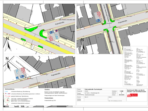 Verkehrszeichenplan für die Fahrradstraße Tucholskystr. 6/6 (Bild: SGA BA Mitte)