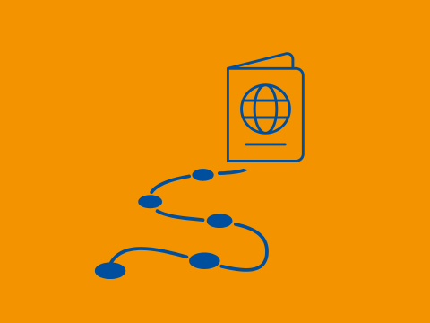 Icon eines Meilensteins mit einem Pass