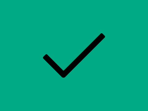 Mittelgrüne Kachel mit dem Symbol Erledigt und Ergebnisse