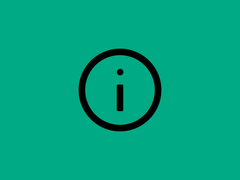 Mittelgrüne Kachel mit dem Symbol Information und Hinweise