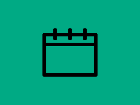 Mittelgrüne Kachel mit dem Symbol Termine und Kalender