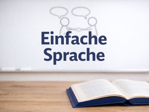 Text Einfache Sprache mit Buch und Grafik