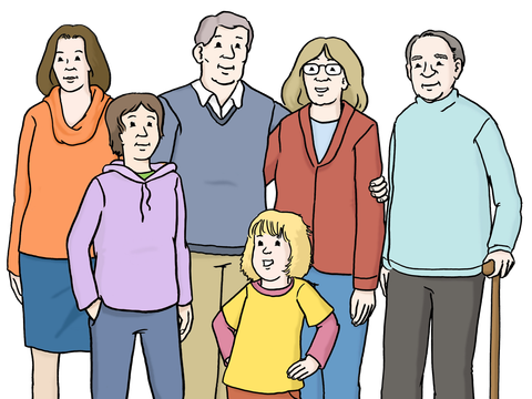 Leichte Sprache Bild: diverse Menschengruppe - unterschiedliche Menschen stehen als Gruppe zusammen