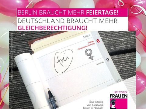 Postkarte zur Initiative "8. März - gesetzlicher Feiertag"
