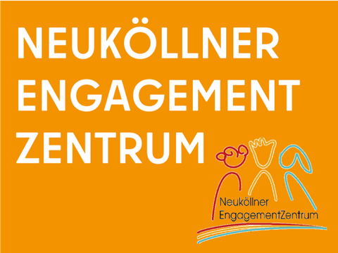 Orangene Kachel zur Weiterleitung auf die Webseite des Neuköllner EngagementZentrums