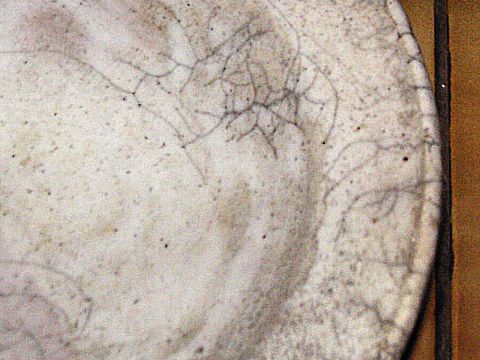 Raku-Workshop, Teller, typisches Krakelee
