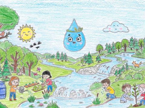 Zeichnung zum Thema: Wasser, Klima & Nachhaltigkeit: Die Mitmach-Rally