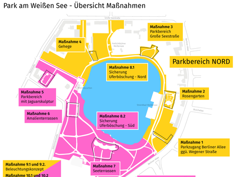 Übersichtsplan der Maßnahmen im Park Am Weißen See
