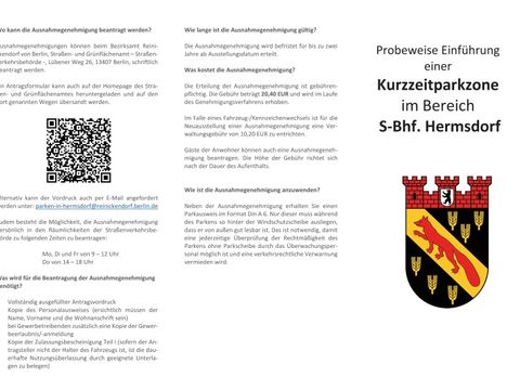 Flyer Parkzone Hermsdorf Seite 1 (Bild: Bezirksamt Reinickendorf)