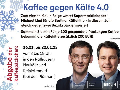 Neuköllner Bezirksbürgermeister Martin Hikel und Reinickendorfer Bezirksbürgermeister Uwe Brockhausen (beide SPD) nehmen die Herausforderung an (Bild: BA Reinickendorf / Neukölln)