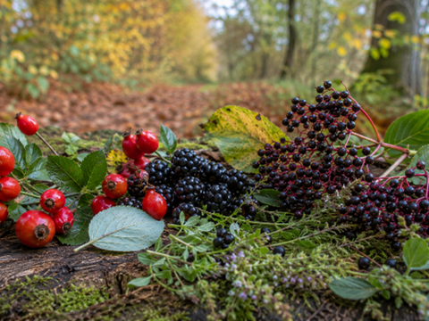 Wildfrüchte und -kräuter in Feld und Flur