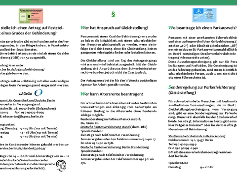 Kurz und Knapp - alles kompakt! Informationsflyer für Menschen mit Behinderungen