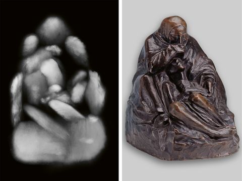 Isaac Chong Wai | Breath Marks: Mother with Her Dead Son, 2022 // Käthe Kollwitz | Pietà, 1937–1938
