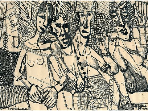 Louis Soutter: Le banc soviètique / Die sowjetische Bank, 1930–1937, Tusche/Papier, 29,7 x 43,8 cm