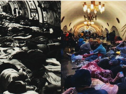 Links: London Underground 1942 / Rechts: Charkiw Metro 2022