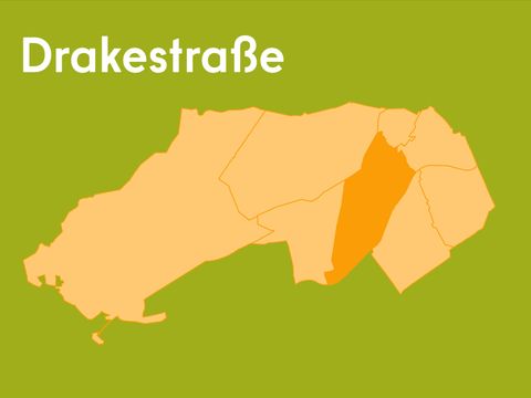 Übersichtskarte über den Bezirk mit hervorgehobener Bezirksregion Drakestraße