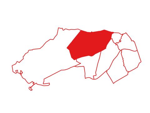 Bezirkskarte von Steglitz-Zehlendorf mit eingezeichneten Bezirksregion. Herausgestellt ist die Bezirksregion Zehlendorf Nord.