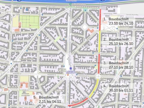 Aufteilung der fünf Bauabschnitte