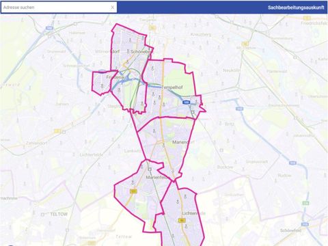 Kartenauskunft auf der Webseite des Stadtentwicklungsamtes (Bild: basdemap.de/Geoportal Berlin)