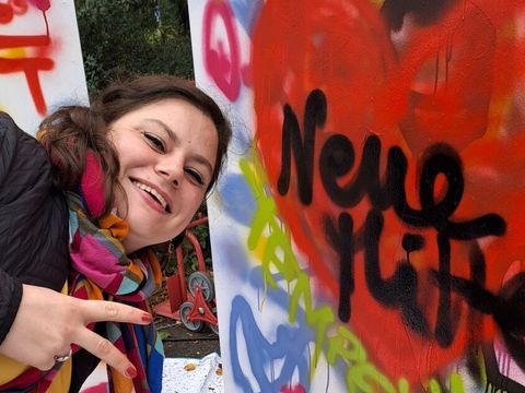 Bezirksstadträtin Eva Majewski beim Info- und Aktionstag zur „Neuen Mitte Tempelhof“