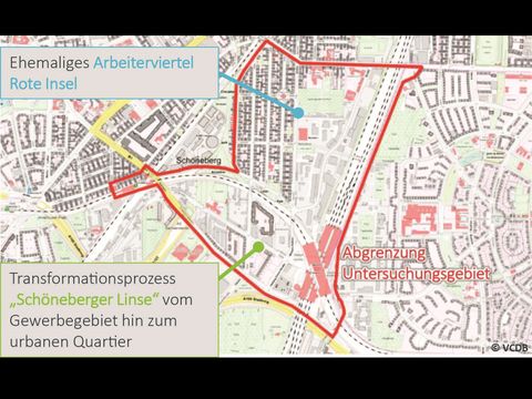Karte mit der Abgrenzung des Untersuchungsgebiets des Verkehrskonzepts (Bild: VCDB)