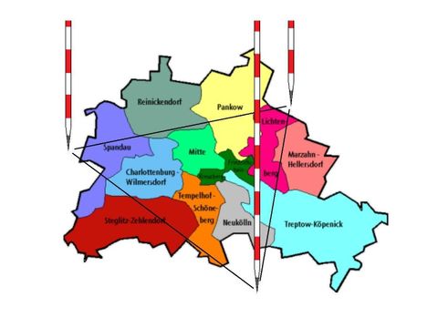 Übersichtskarte Berlin mit Fluchtstangen
