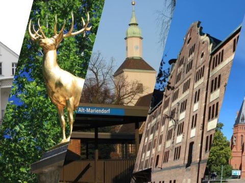 Collage mit Bildern aus Ortsteilen des Bezirks Tempelhof-Schöneberg