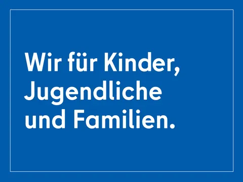 Kachel mit Schriftzug Wir für Kinder, Jugendliche und Familien