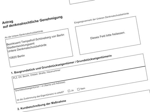Formular Antrag auf denkmalrechtliche Genehmigung