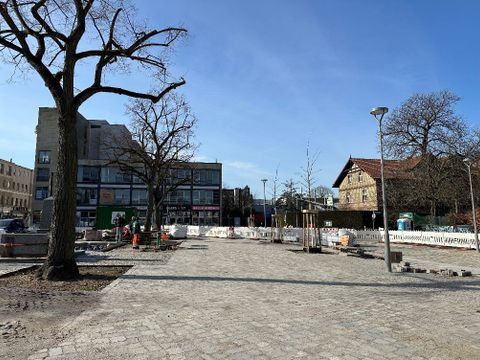 Baustand des Marktplatzes Adlershof im März 2025