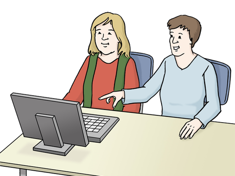 Assistenz beim Arbeiten mit dem Computer