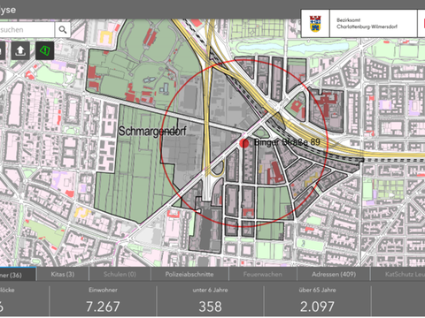 Bildschirmfoto Lagebild Berlin mit Sperrkreis