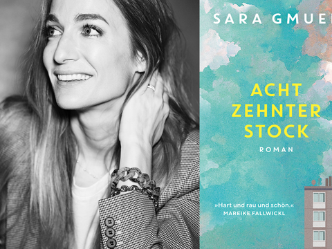 Autorin Sara Gmuer und ihr Buchcover