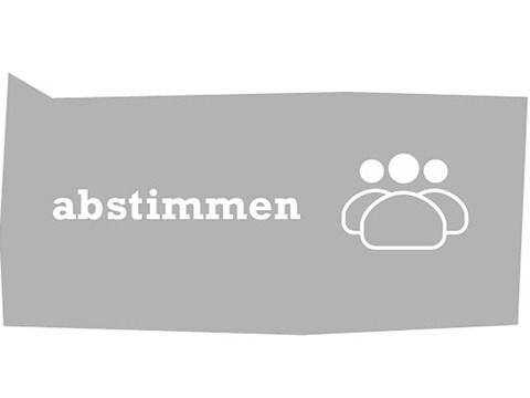 Schriftzug: Abstimmung mit angedeuteten Figuren