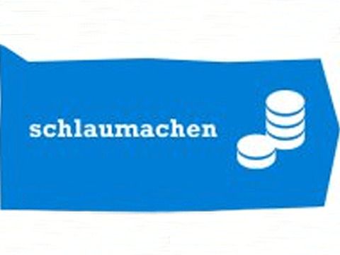 Text "Schlaumachen" und daneben Geldstücke