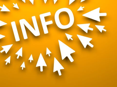 Weiße Pfeile deuten auf das Wort "Info"