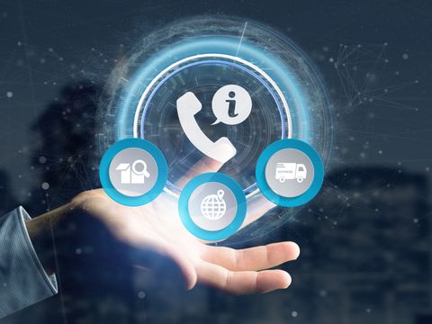 Telefonsymbol auf geöffneter Hand