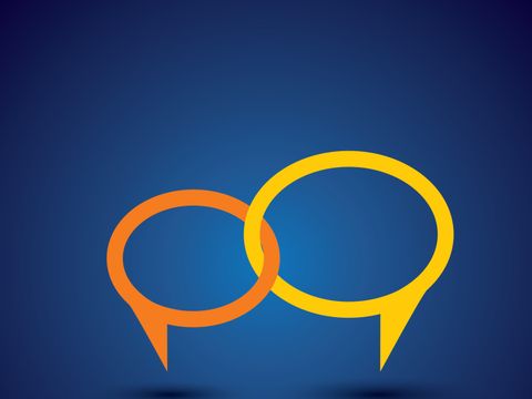 2 ineinerander gehakte Sprechblasen
