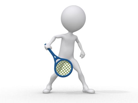 3d abstrakter Mensch beim Tennisspiel