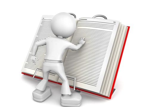 Figur liest in einem Buch