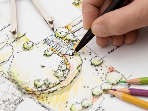 Garten-Design-Blueprint-Skizzen