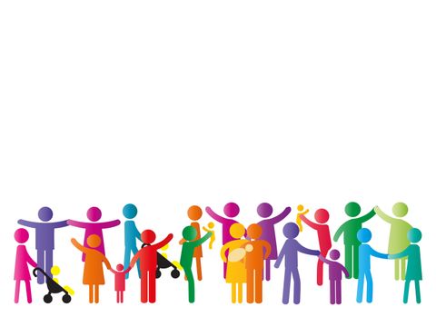 Familienpiktogramm mit Eltern und Kindern