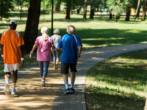 Seniorengruppe beim Laufen im Park
