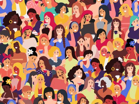 Verschiedene Frauen gemeinsam illustriert