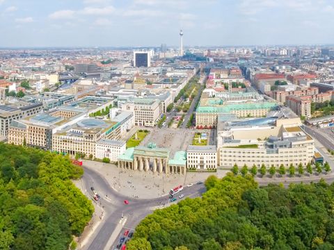 Luftaufnahme der Berliner Skyline, Straße des 17. Juni